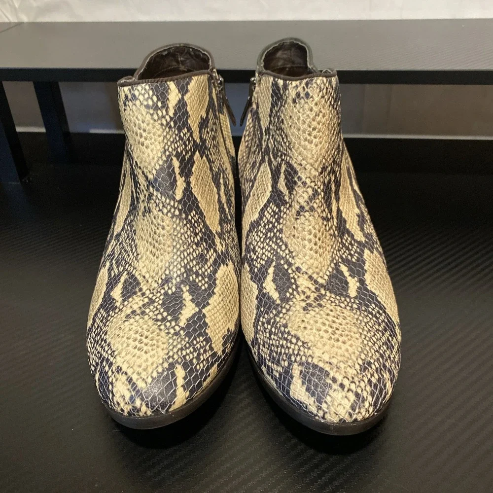 Sam Edelman Winona Snake‎ Print Leather Ankle Boots Booties Women's 10.5